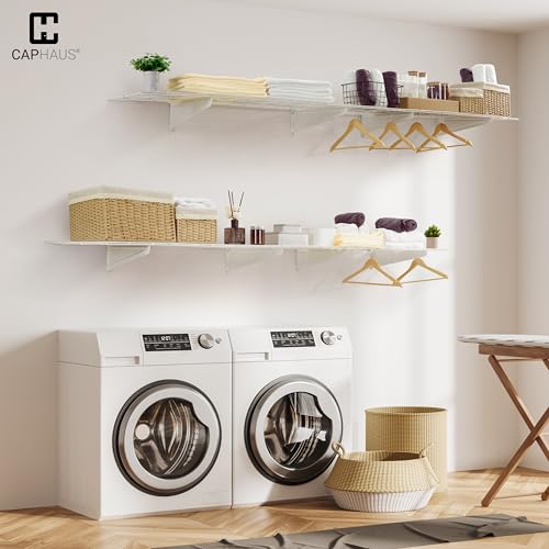 72 in. W x 18 in. D Wall Mounted Garage Wall Shelving w (6 ft. x 1.5 ft. Pack of 2 / White)
