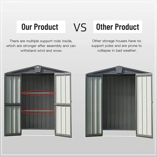 Domi Outdoor Storage Shed 5'x3 (5' x 3' Gable Roof / Dark Gray)