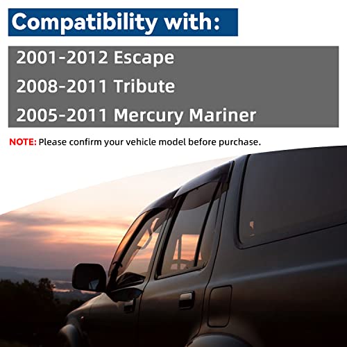 4pcs JDM Window Visors Rain Guards for 01 (for 2001-2012 Ford / Mazda / Mercury)