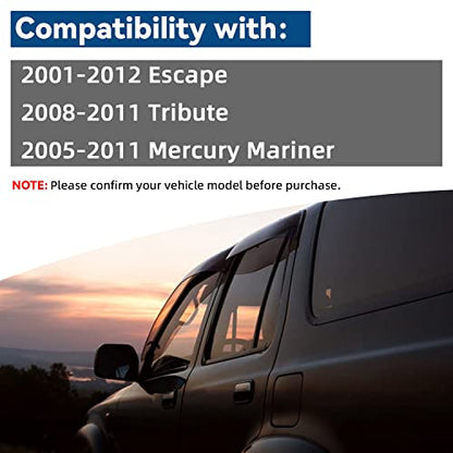 4pcs JDM Window Visors Rain Guards for 01 (for 2001-2012 Ford / Mazda / Mercury)