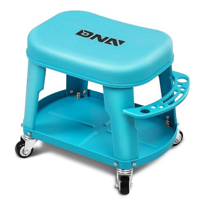 Removable Rolling Garage Stool with Seat Cushion & Tool Tray Plate (Blue)