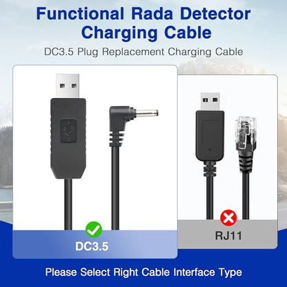 USB to DC3.5 Radar Detector Power Cord for Cobra Models (DC3.5-6.56FT)