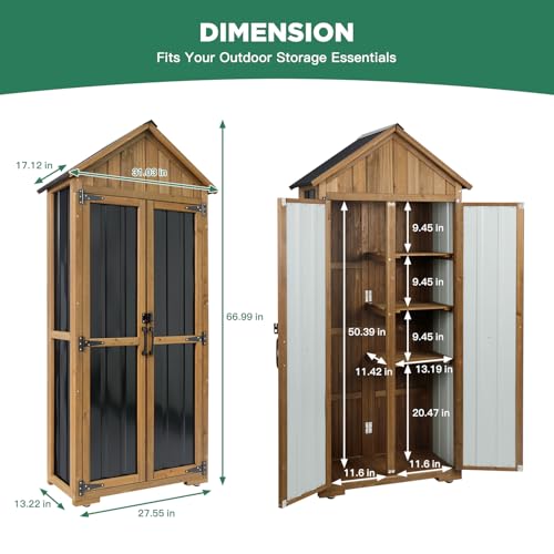 Outdoor Storage Cabinet (Black / 28" x 13" x 67")