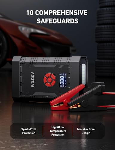 A30 4000A Portable Jump Starter with Air Compressor (4000A-Red)