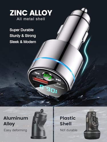 FM Transmitter for Car Bluetooth 5.3 (Silver)