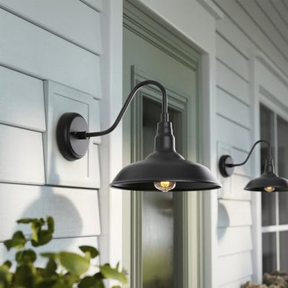 Black Gooseneck Barn Light for Farmhouse 10 Inch Dome Exterior Lights Fixture with Wall Mount (Matte Black / 10" Dome)