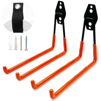 Heavy Duty Garage Storage Hooks 4 Pack Garage Tool Organizer Wall Mount (Large)