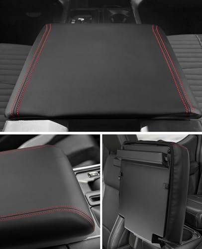 Center Console Cover for 2025 2026 Ford F150 Accessories Interior 2021 2022 2023 2024 Car Middle Arm Rest Armrest Lid Seat Cover Protector Elbow Cushion Pad (red stitches / 2021-2026)