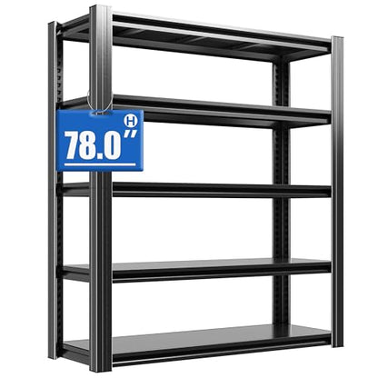 Metal Storage Shelving (Black / 5 Tier - (18" D×47.5“W×78”H))