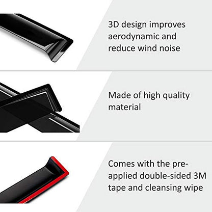 Tape on Extra Durable Rain Guards for Jeep Renegade 2015 (For Renegade 15-23)