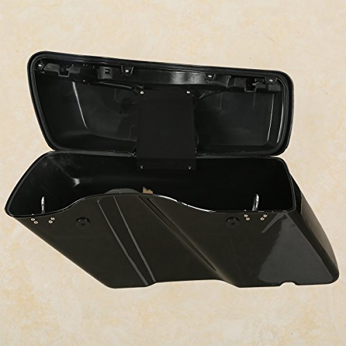 Motorcycle Saddlebags with Black Conversion Brackets Fit For Harley Softail Deluxe Heritage Softail 1984 (Vivid Black W/ Black Latches)