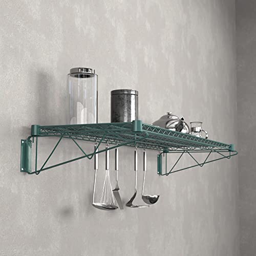 18" x 60" Green Epoxy Wire Wall Mount Shelf (Green / 18" x 60")