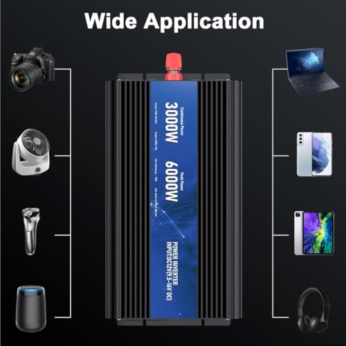3000W Power Inverter 12V DC to 110V (3000W LCD / BLUE)