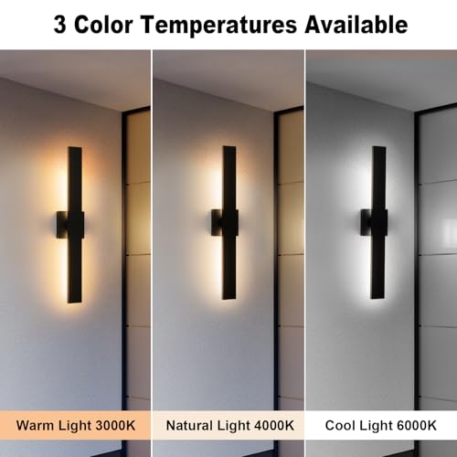 Modern Outdoor Wall Light 3CCT Dimmable LED Outdoor Sconce Lights with Remote Control (Black-3CCT with Remote / 27.2 inch-1 Pack)