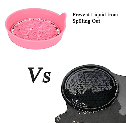 4 Pack Car Cup Holder Coaster Bling Crystal Rhinestone Car Interior (Peach Pink / 4 Pack)