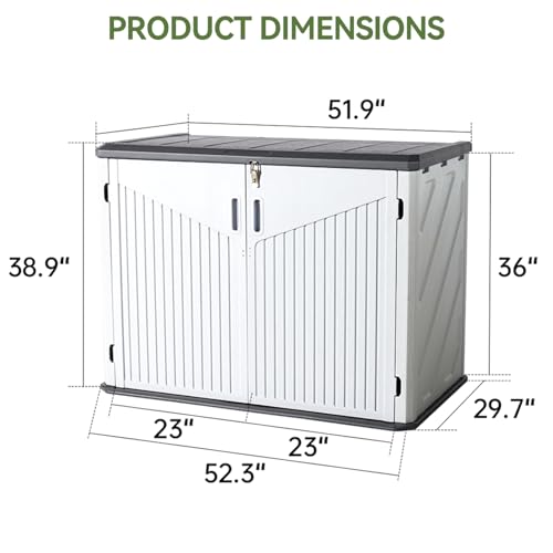 Outdoor Storage Cabinet 35 Cu.Ft Outdoor Trash Can Storage Shed (White / 35 Cu.Ft)