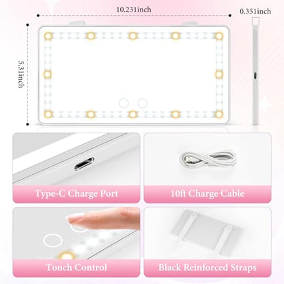 2PCS Car Sun Visor Vanity Mirror (White / 2PCS)