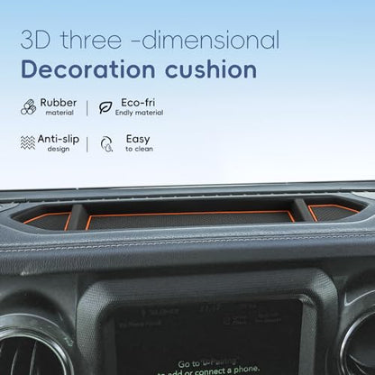 Silicon Organizer Tray Mat Compatible with Gladiator Accessories 2020 2021 2022 2023 2024 Center Console Pads Organizer Tray Trim Car Interior Decoration Trim (Orange / 1 piece/set)