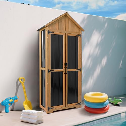 Outdoor Storage Cabinet Waterproof (Black / Standard 28" x 13.3" x 67")