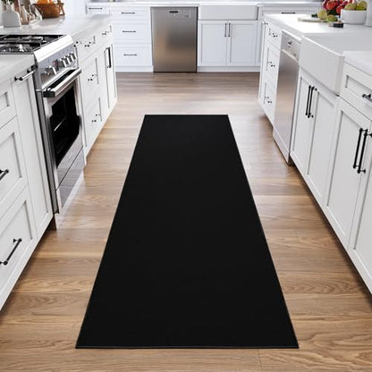 3x10 Hallway Runner Rug (Solid Black)