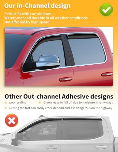 Window Visors Rain Guards for Dodge RAM 1500 Crew Cab 2019 (Fit for 2019-2026 Dodge Ram 1500 Crew Cab)