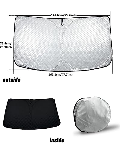 Windshield Sun Shade Compatible with GMC Sierra 1500 2500 3500 2019 2020 2021 2022 2023 (for GMC Sierra 2019-2024 - 5 Layer)