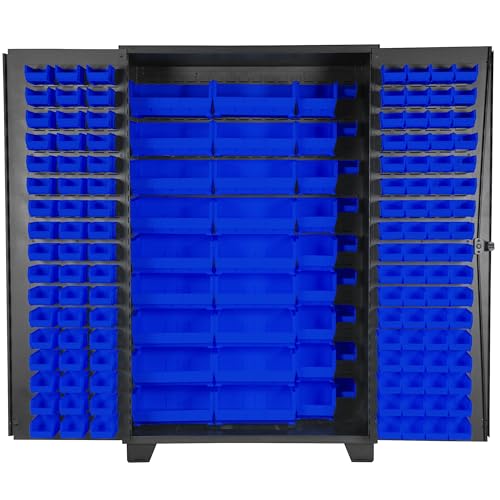 Tool Storage Cabinet with Bin Mounts (Blue / 155 bins, 48" W x 24" D x 78" H)