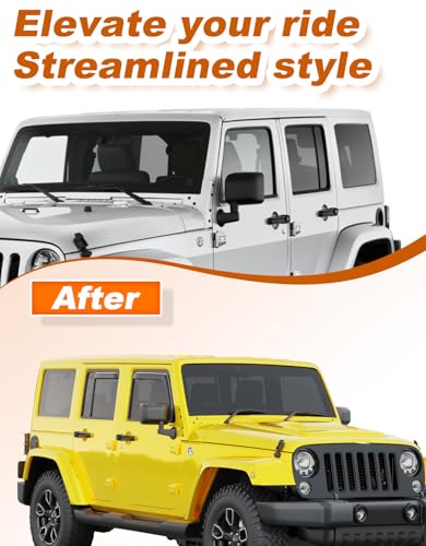 Window Visors Rain Guards for 2007 (for 2007-2018 Jeep Wrangler JK)