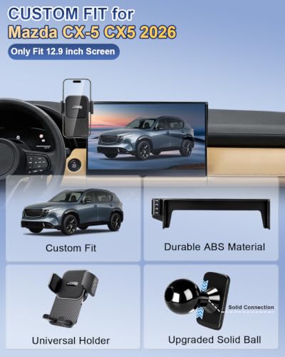Car Phone Mount for Mazda CX (Universal Holder / 2026 Mazda CX5 | 12.9-Inch)
