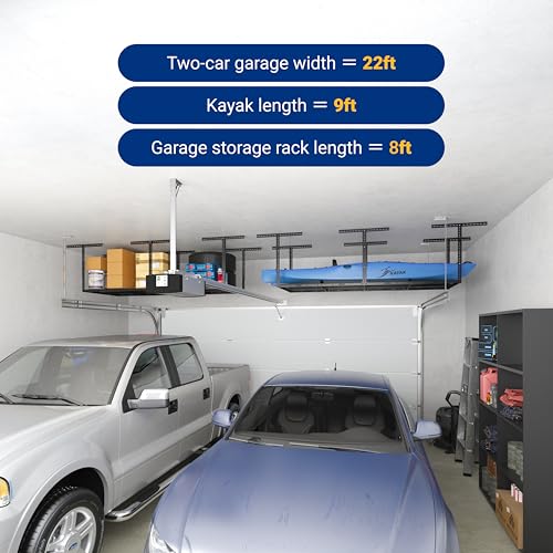 3x8 Overhead Garage Ceiling Storage Rack Organization (Black / 3x8 ft)