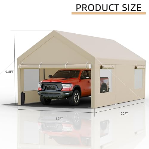 JY QAQA Carport (Khaki / 10x20 FT)