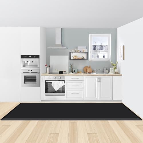 0.8" Thick Kitchen Mat Cushioned Anti Fatigue Rug Comfort Floor Mats (Black / 108"L x 30"W x 0.8"Th)