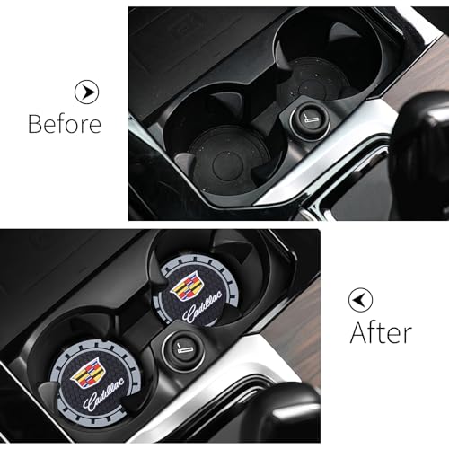 Car Cup Holder Coaster for Cadillac Escalade CT4 CT5 CT6 ATS CTS SRX XT5 Recessed Silicone Cupholder Coaster Interior Accessories 2.75in 2Pack (Gray-02)