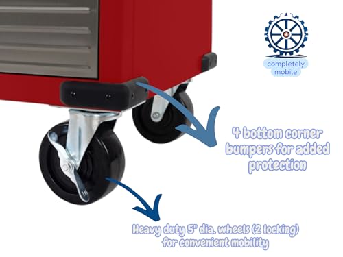 Heavy Duty Rolling Storage Cabinet with Wheels and Drawers (6 Drawer (28" W x 25" D x 34.5" H) / Red)
