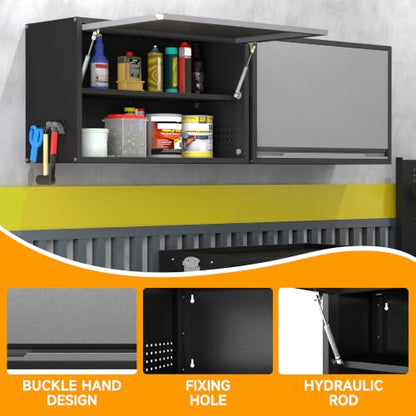 Metal Wall Cabinet with Adjustable Shelves (19.7''H / Black Gray)
