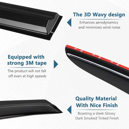 4PCS Rain Guards Window Visors Wind Deflector Fits for 2012 (For 2012-2016 Honda CRV)