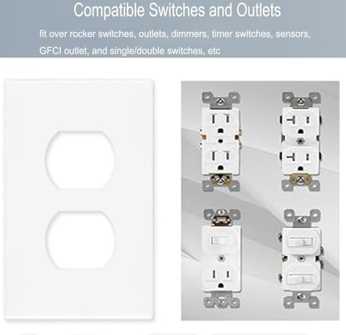 1 Gang Screwless Duplex Wall Plate Cover Single Switch Outlet Electrical Faceplate for Light Switch (4 Pack / Single Duplex-White)