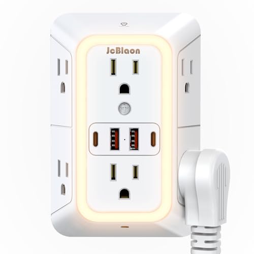 Wall Outlet Extender with Night Light (White with Night Light)