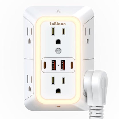 Wall Outlet Extender with Night Light (White with Night Light)