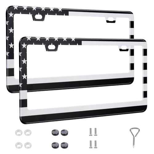 2 Pack License Plate Frames (Grey and Black)