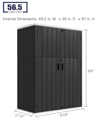 Outdoor Vertical Storage Shed (Black / 57 Cu.ft)