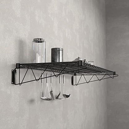 24" x 60" Black Epoxy Wire Wall Mount Shelf (Black / 24" x 60")