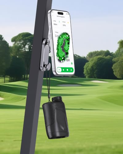 CNC Alloy Magnetic Golf Cart Phone Holder Plus Edition with Metal Hook (Iron Gray Plus (1 Count))