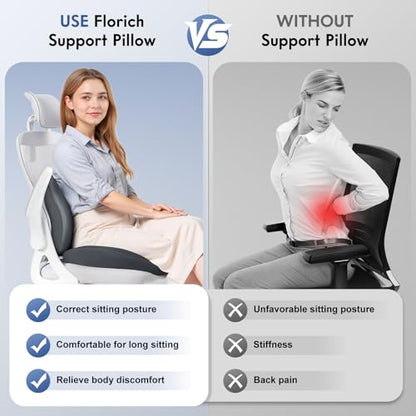 Seat Cushion and Lumbar Support Pillow for Office Chair Car (Gray / 2Pcs)