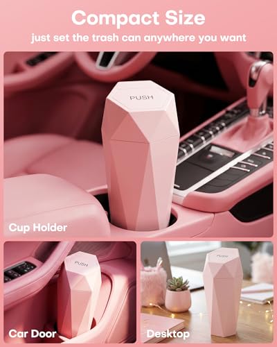 Car Trash Can with Lid (Pink)