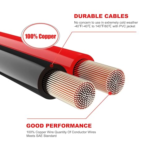 All Copper 4 Gauge 20 Feet Jumper Cables (4 Gauge 20 feet (Pure Copper))