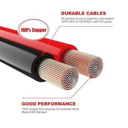 All Copper 4 Gauge 20 Feet Jumper Cables (4 Gauge 20 feet (Pure Copper))