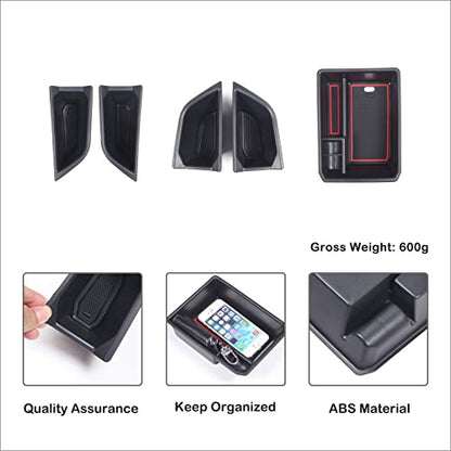Car Center Console Organizer Tray Compatible with Audi Q4 E (Armrest+Front Rear Door Storage Box)