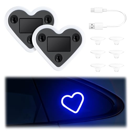 Heart Shaped Solar Powered Car LED Interior Ambient Light (Blue / 2PCS)
