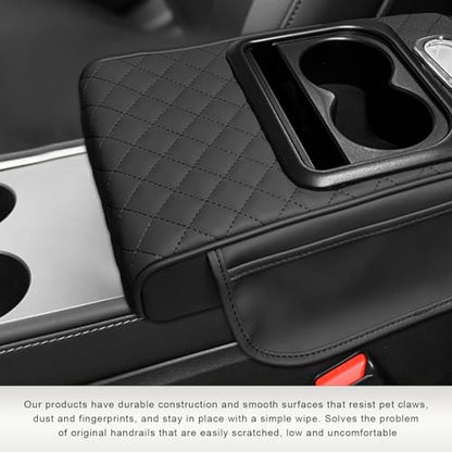 Car Center Console Armrest Pillow (Black, Embroidered)